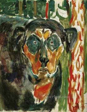  1930 Pintura al %C3%B3leo - cabeza de perro 1930 Edvard Munch